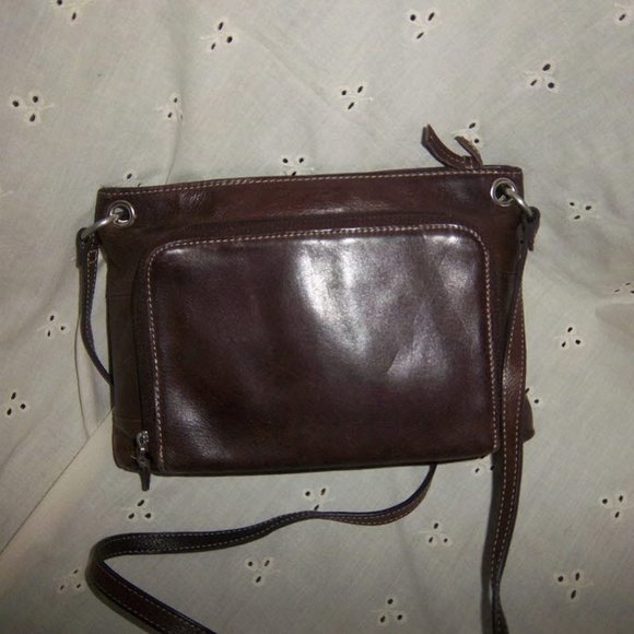 LAST CALL ~ FOSSIL ~ dark brown leather crossbody bag ~ VTG - Picture 2 of 4